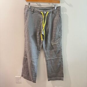 Black Diamond Women’s Poem Pants 100% Linen Grey Neon Green Size 6